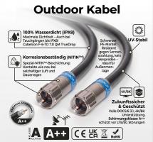 Sat-Kabel mit Cabelcon F-Stecker für den Außeneinsatz Wasserdicht und UV-Stabil 5m