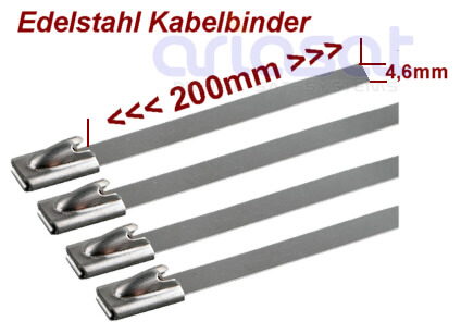 Metall-Kabelbinder 4,6x200mm Edelstahl