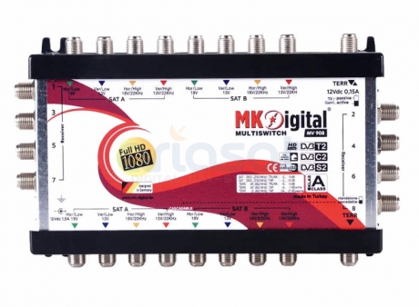 Sat Multischalter 9/8 mit Netzteil MK-Digital MV 908 Kaskadierbar
