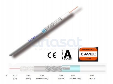 Cavel TS703J A++ Koaxialkabel Meterware| Sat Antennen Kabel