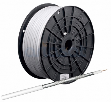 SAT-Kabel, Koax-Antennenkabel, 5-fach geschirmt, 125dB, Kupfer, Class A++, 100m, Weiß