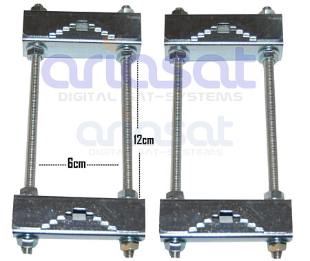 2x Mast-Doppelschelle zum Verbinden von Masten / Rohren (30-48mm)