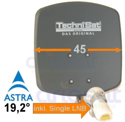 TechniSat 45 Digidish ALU Aluminium Satelliten SAT Spiegel Schüssel Antenne rot 
