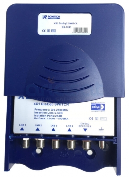 Rogetech 4-1 DiseqC Schalter mit Erdungs Eingang und Wetterschutz