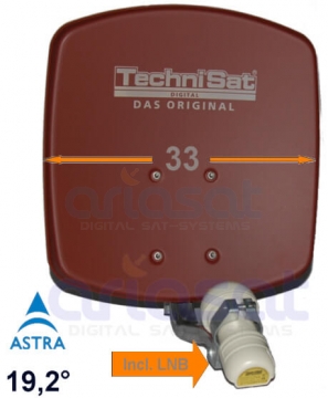 Technisat DigiDish 33cm Alu Sat-Antenne | inkl. Single LNB | Ziegelrot